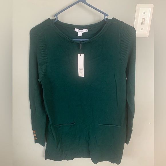 Chico's Deep Green Knit Pullover Sweater - Picture 1 of 6
